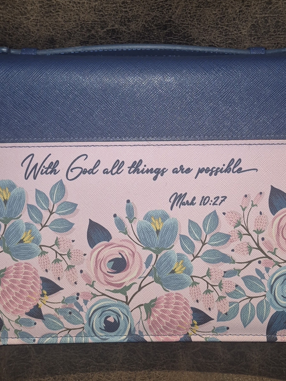 Floral Faith Blue and Pink Bible Case For Big Bible
